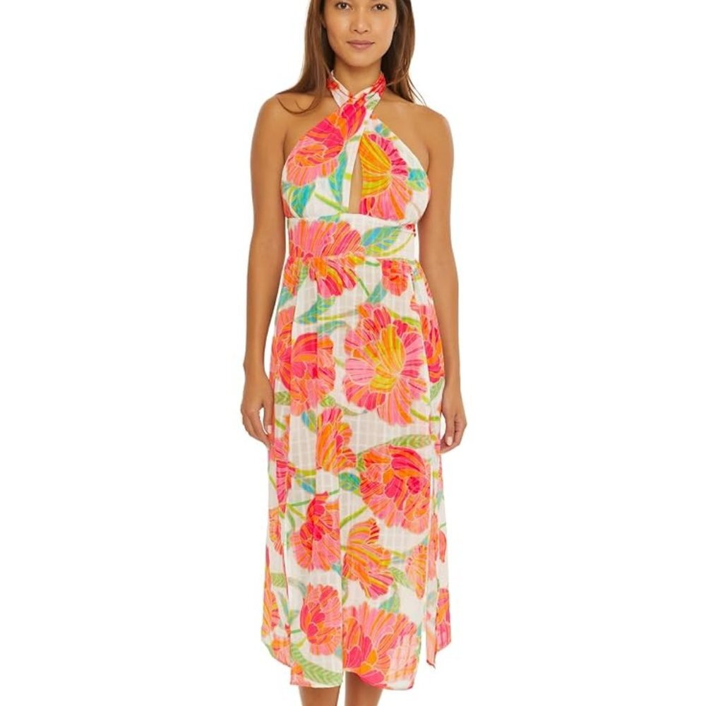 NWT Trina Turk Women's Poppy Hi-Neck Cover Up Beach Dress